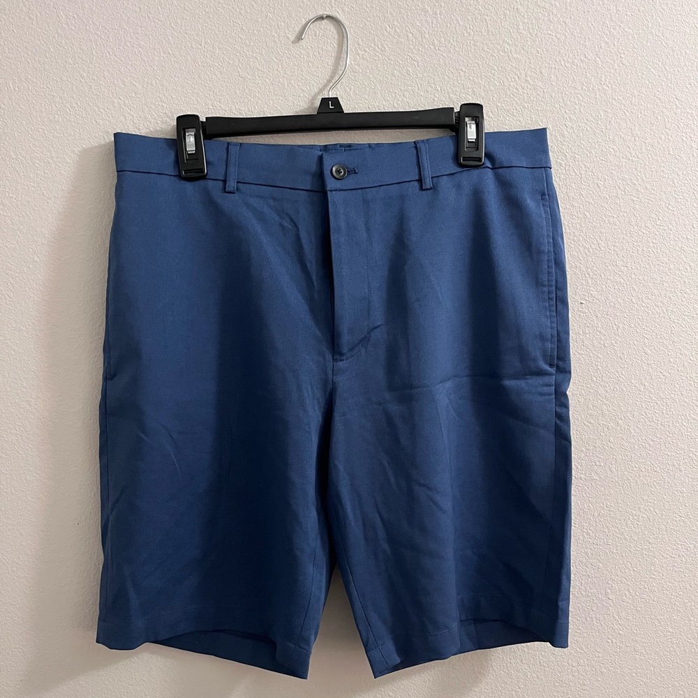 Walter Hagen Essentials Mens 34 Flat Front Oxford HydroDri Golf Shorts Navy